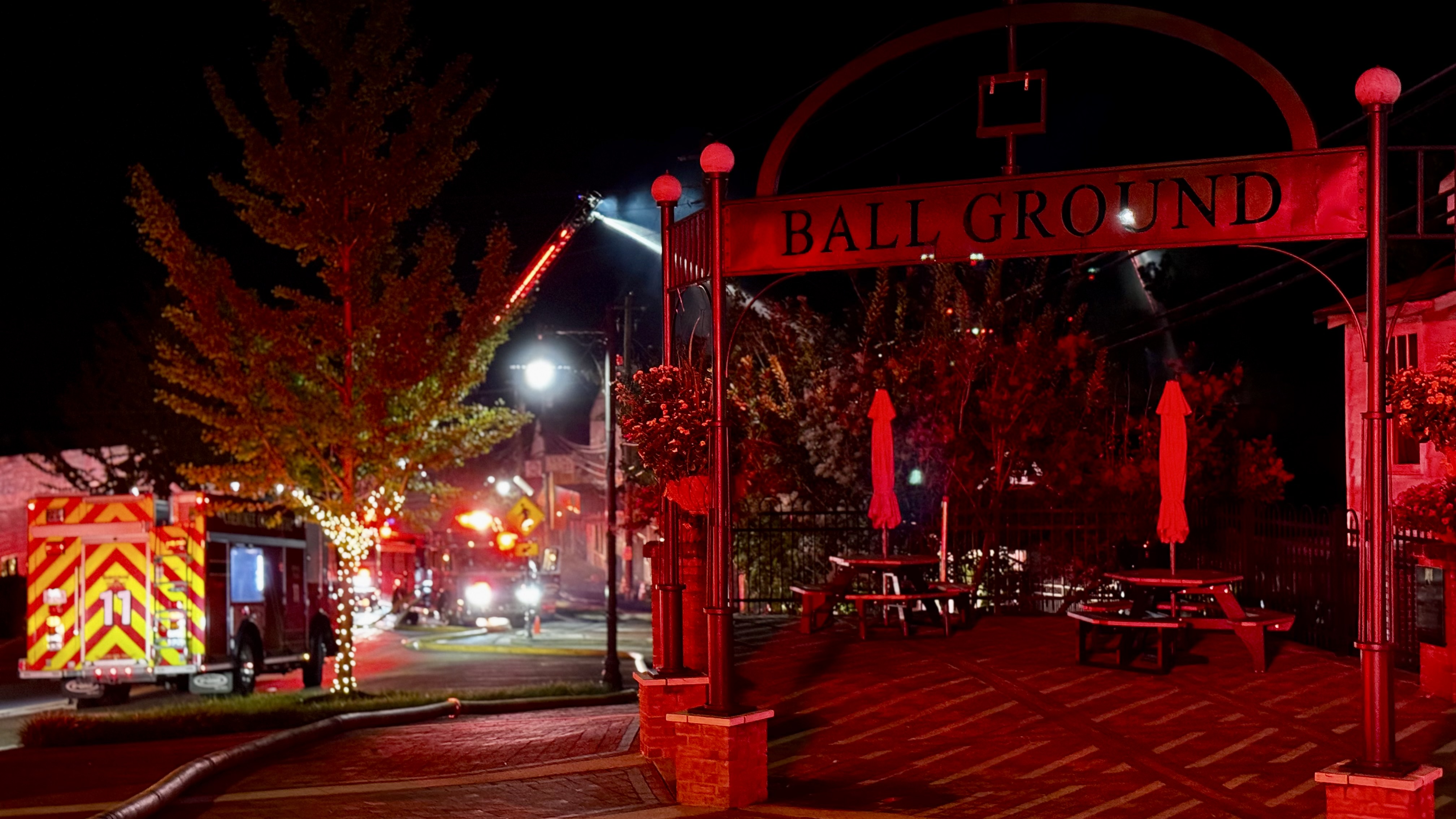 Firefighters Battle Early Morning Commercial Structure Fire in Downtown Ball Ground. 